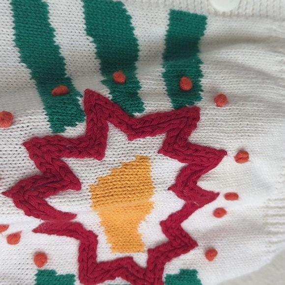 Vintage embroidered cable knit Cardigan tennis sweater 90s - Picture 2 of 9